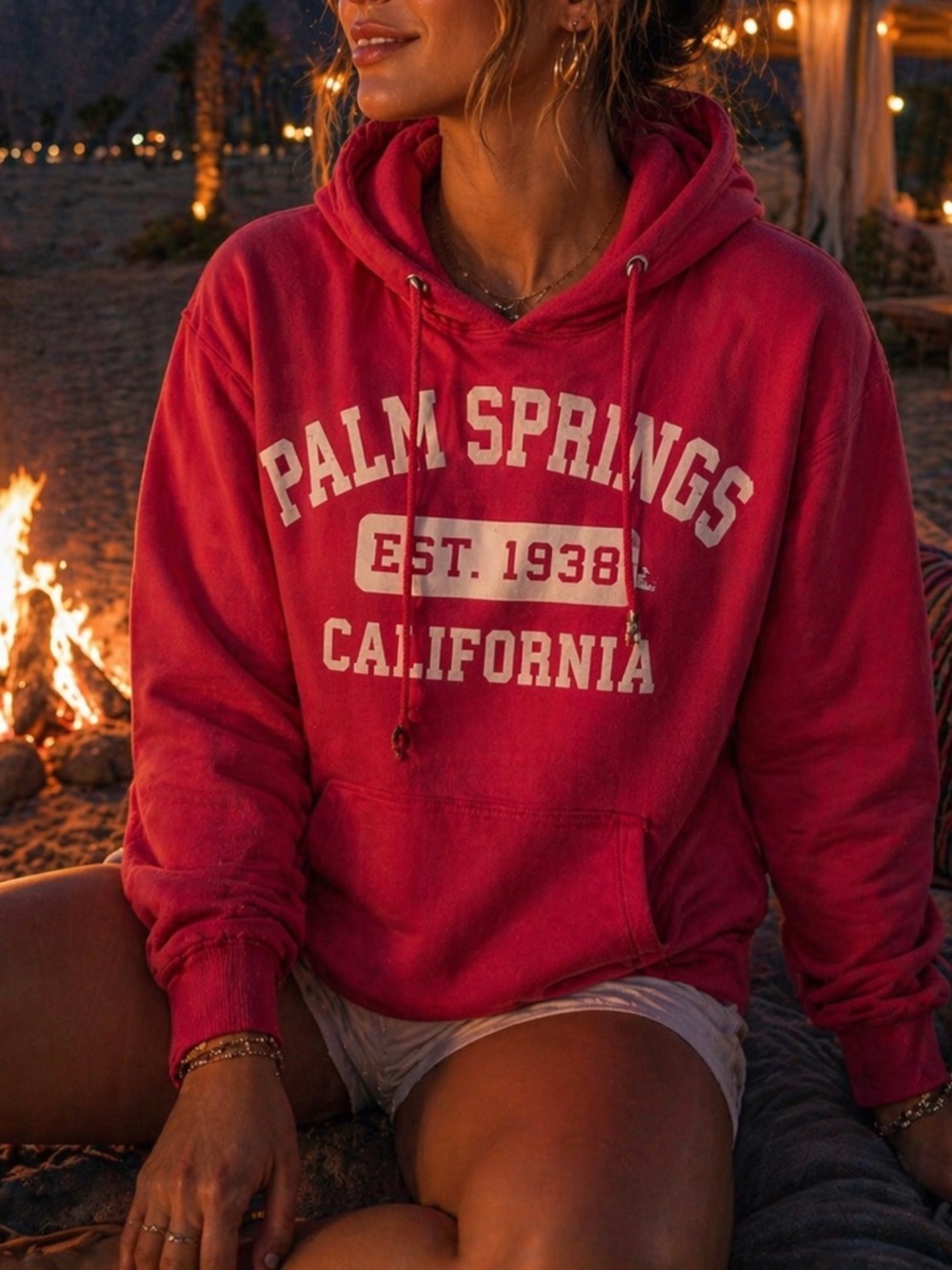 Feeling Hood Palm Springs California Hoodie Size Medium Pullover Sweatshirt
